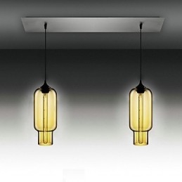 Moderna lampada a sospensione in vetro trasparente con 2 luci in design a bolle, finitura galvanica