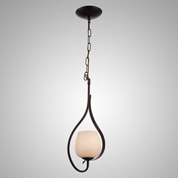 Lampada a sospensione in ferro dipinto con paralume in vetro Lampada a illuminazione classica 1 testa
