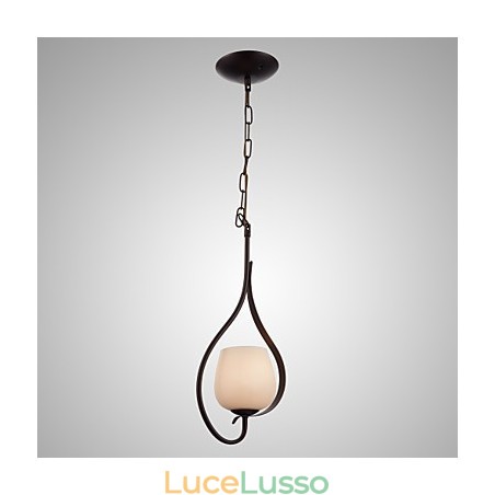 Lampada a sospensione in ferro dipinto con paralume in vetro Lampada a illuminazione classica 1 testa Lampada a sospensione in ferro dipinto con paralume in vetro Lampada a illuminazione classica 1 testa