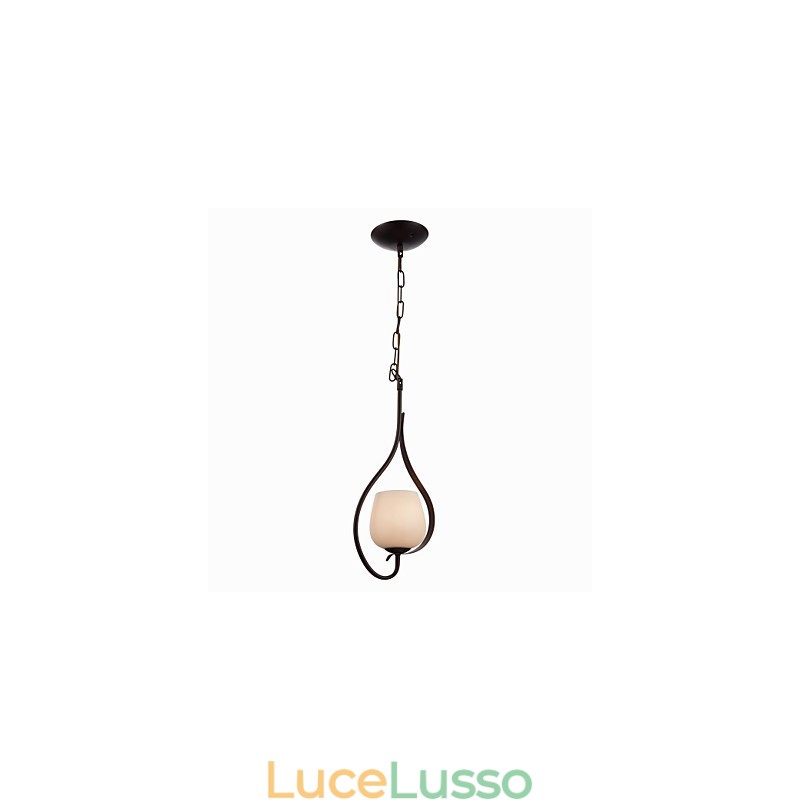 Lampada a sospensione in ferro dipinto con paralume in vetro Lampada a illuminazione classica 1 testa