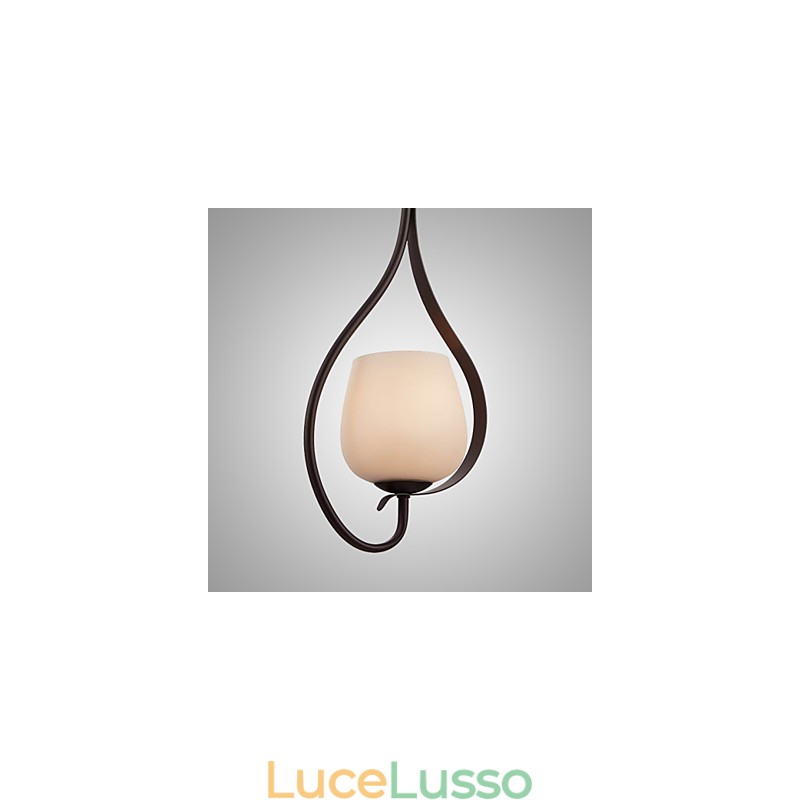 Lampada a sospensione in ferro dipinto con paralume in vetro Lampada a illuminazione classica 1 testa