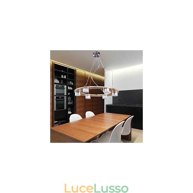 Lampade a sospensione moderne contemporanee in legno e bambù