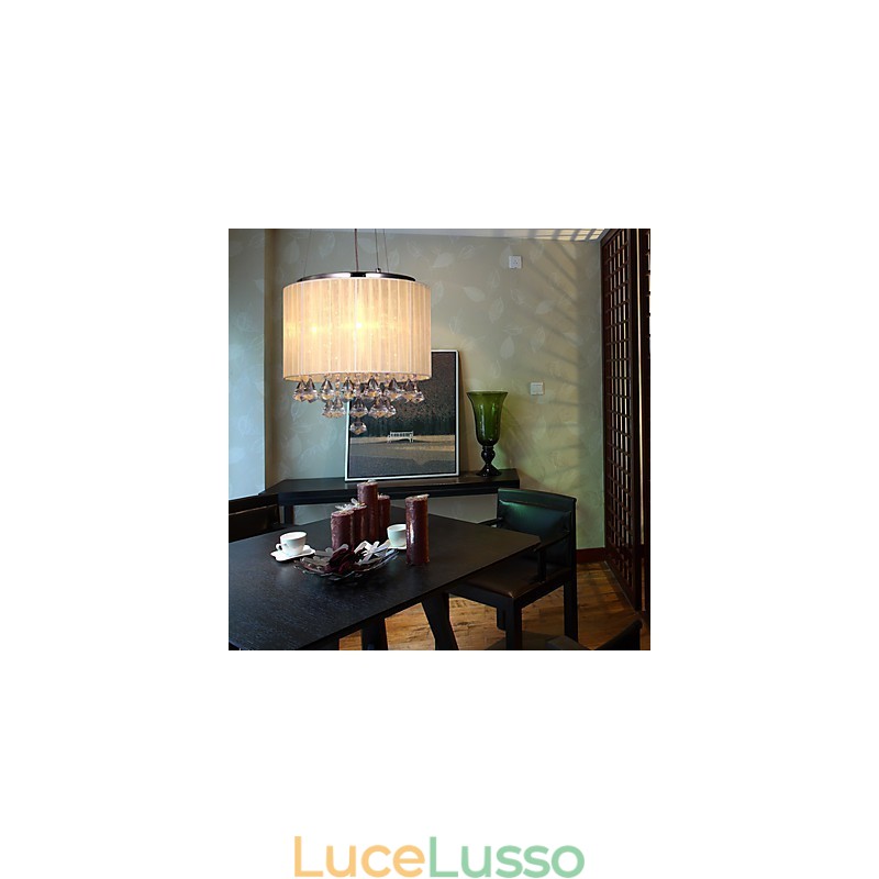 Elegante lampada a sospensione in cristallo con 4 luci