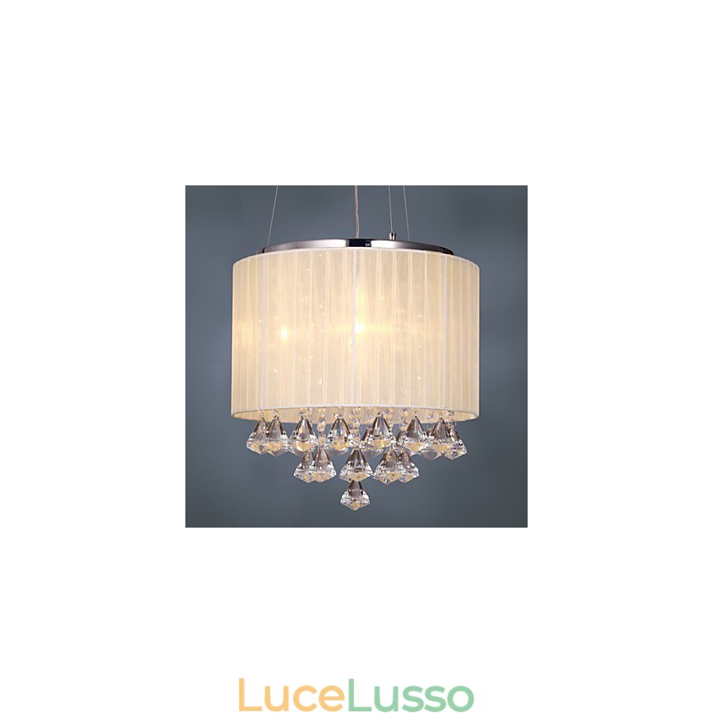 Elegante lampada a sospensione in cristallo con 4 luci