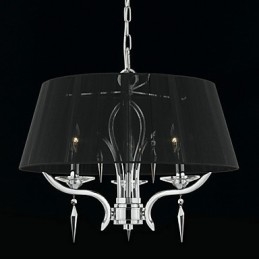 Elegante lampadario di cristallo con 3 luci in paralume nero