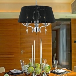 Elegante lampadario di cristallo con 3 luci in paralume nero