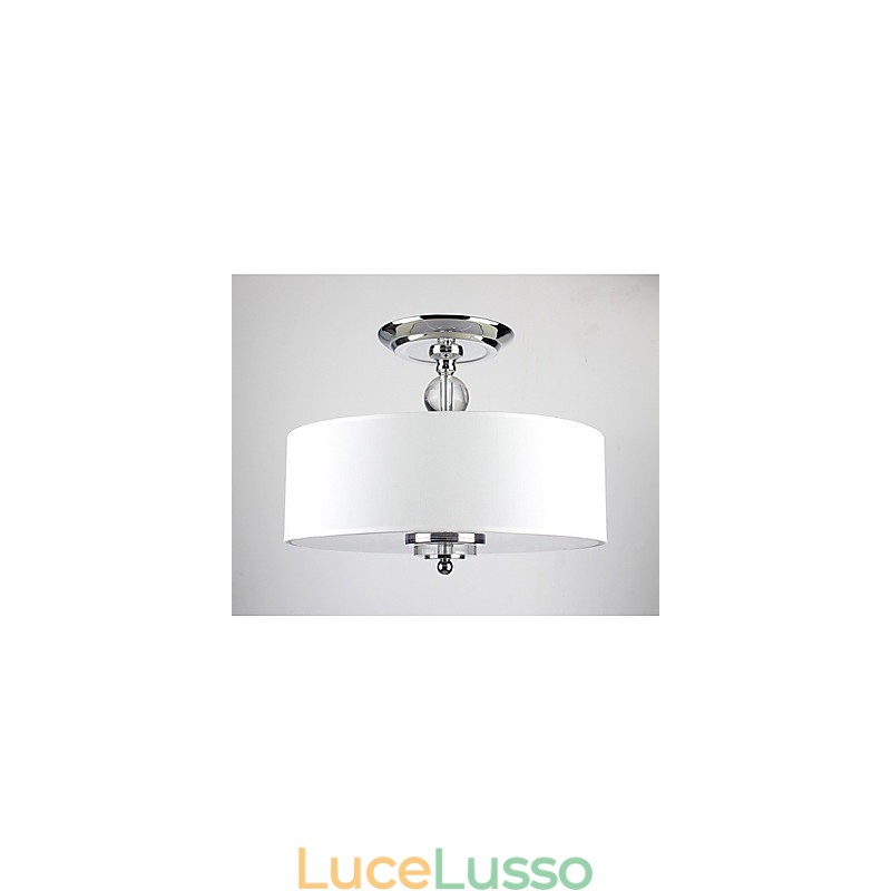 Elegante lampada da soffitto in cristallo con 6 luci in paralume cilindrico