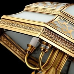 Lampada a sospensione in ottone a sei luci Vintage Total Copper Glass