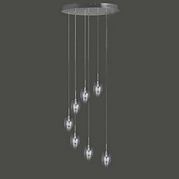 Lampada a sospensione in metallo cromato a tamburo, moderna, contemporanea, tradizionale, classica