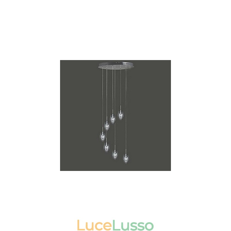 Lampada a sospensione in metallo cromato a tamburo, moderna, contemporanea, tradizionale, classica
