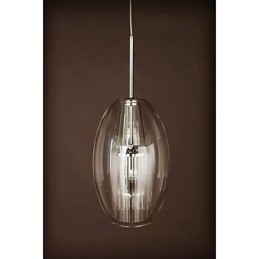 Lampada a sospensione in metallo cromato a tamburo, moderna, contemporanea, tradizionale, classica