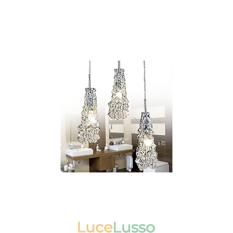 Lampadario Tradizione Classico in vetro trasparente a 3 luci