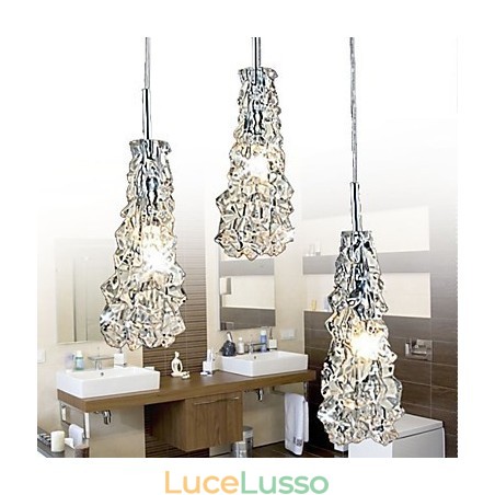 Lampadario Tradizione Classico in vetro trasparente a 3 luci Lampadario Tradizione Classico in vetro trasparente a 3 luci