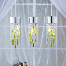 Lampada a sospensione artistica in cristallo con decorazioni verdi, attacco lampadina G4