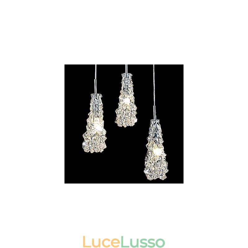 Lampadario Tradizione Classico in vetro trasparente a 3 luci