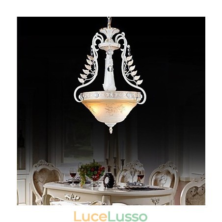 Lampadario bianco a due luci con paralume in vetro dorato a mano, classico retrò europeo Lampadario bianco a due luci con paralume in vetro dorato a mano, classico retrò europeo