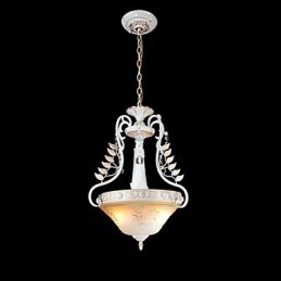 Lampadario bianco a due luci con paralume in vetro dorato a mano, classico retrò europeo