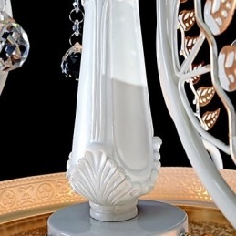 Lampadario bianco a due luci con paralume in vetro dorato a mano, classico retrò europeo