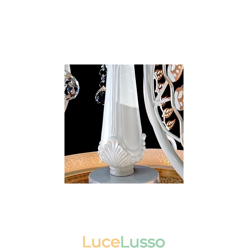 Lampadario bianco a due luci con paralume in vetro dorato a mano, classico retrò europeo