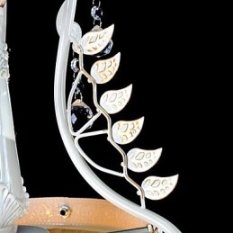 Lampadario bianco a due luci con paralume in vetro dorato a mano, classico retrò europeo