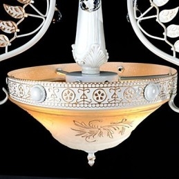 Lampadario bianco a due luci con paralume in vetro dorato a mano, classico retrò europeo