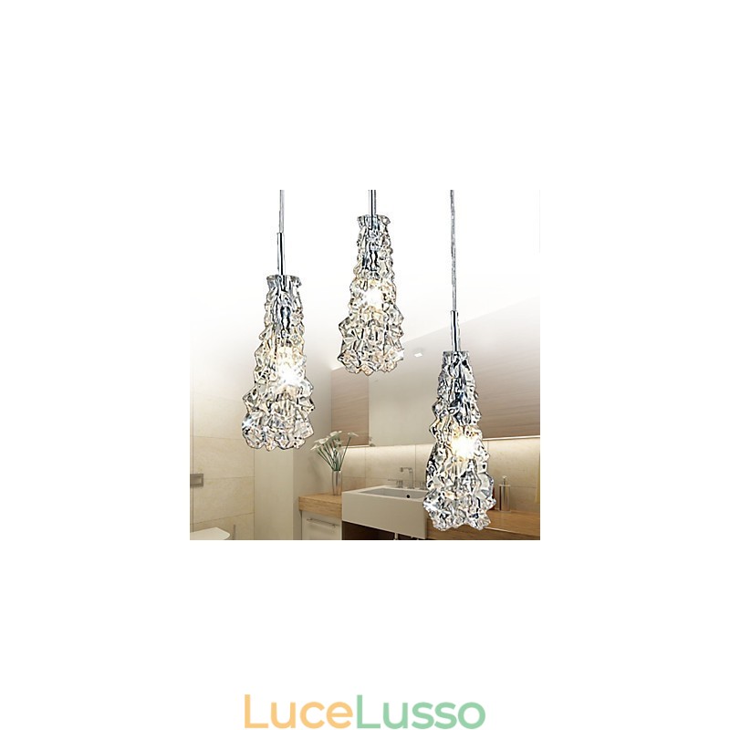 Lampadario Tradizione Classico in vetro trasparente a 3 luci