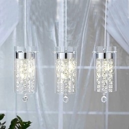 Lampada a sospensione in cristallo artistico con paralumi in vetro, attacco lampadina G4
