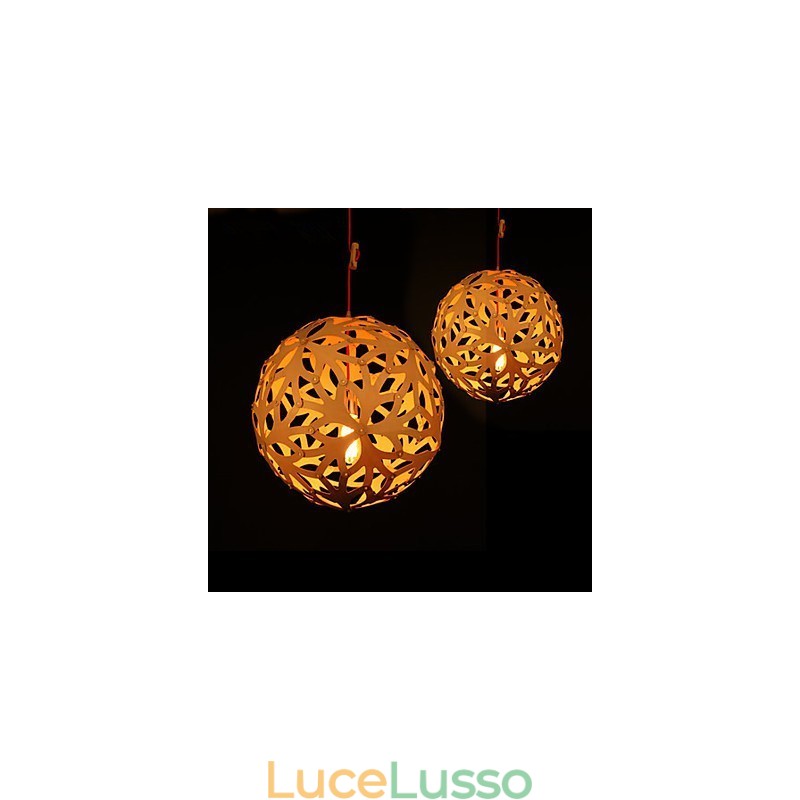 Lampadario Mini Stile Lanterna Legno Bambù
