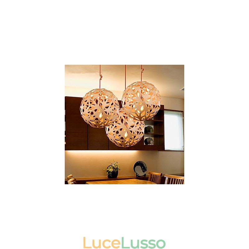 Lampadario Mini Stile Lanterna Legno Bambù