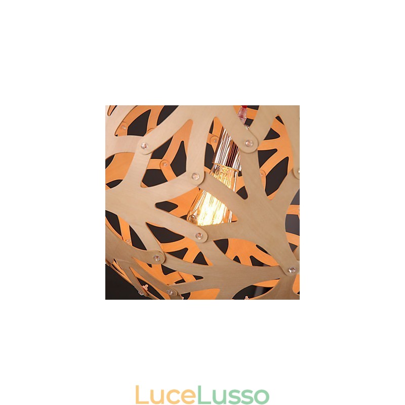 Lampadario Mini Stile Lanterna Legno Bambù