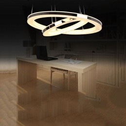 Lampadario a sospensione in acrilico rotondo con illuminazione a 2 anelli