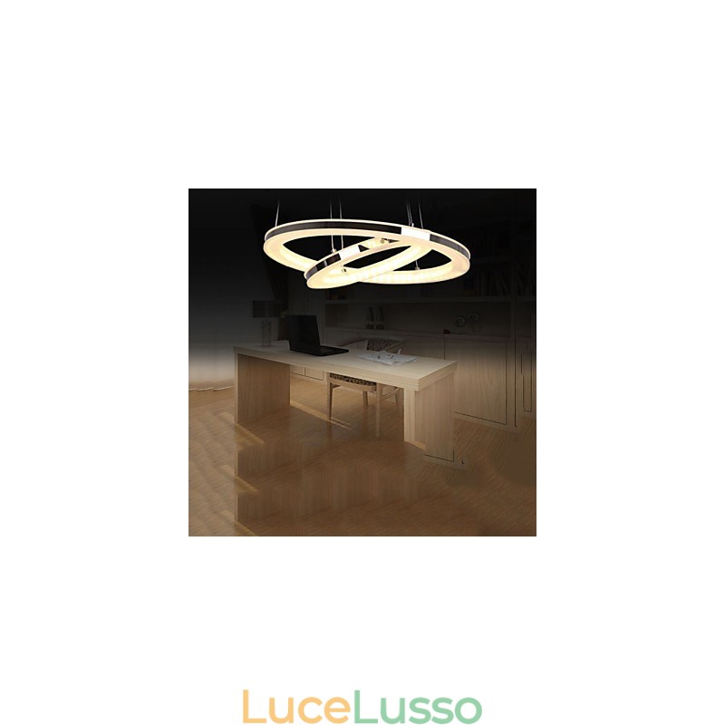 Lampadario a sospensione in acrilico rotondo con illuminazione a 2 anelli