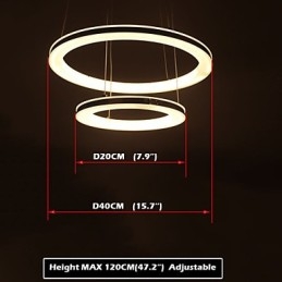 Lampadario a sospensione in acrilico rotondo con illuminazione a 2 anelli
