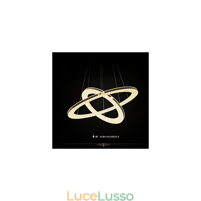Lampadario a sospensione in acrilico rotondo con illuminazione a 2 anelli