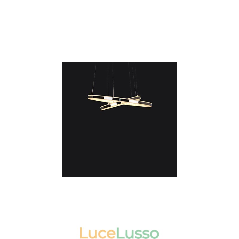 Lampadario a sospensione in acrilico rotondo con illuminazione a 2 anelli