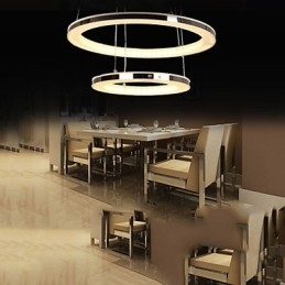 Lampadario a sospensione in acrilico rotondo con illuminazione a 2 anelli