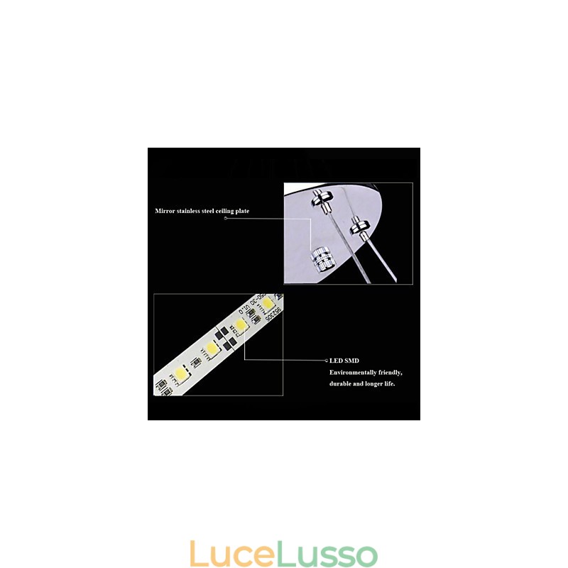 Lampadario a sospensione in acrilico rotondo con illuminazione a 2 anelli