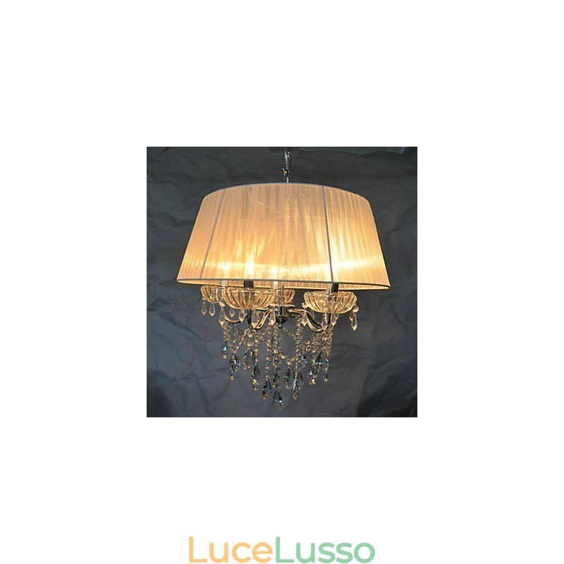Delicato modello di sospensione chic a 5 luci con fiori