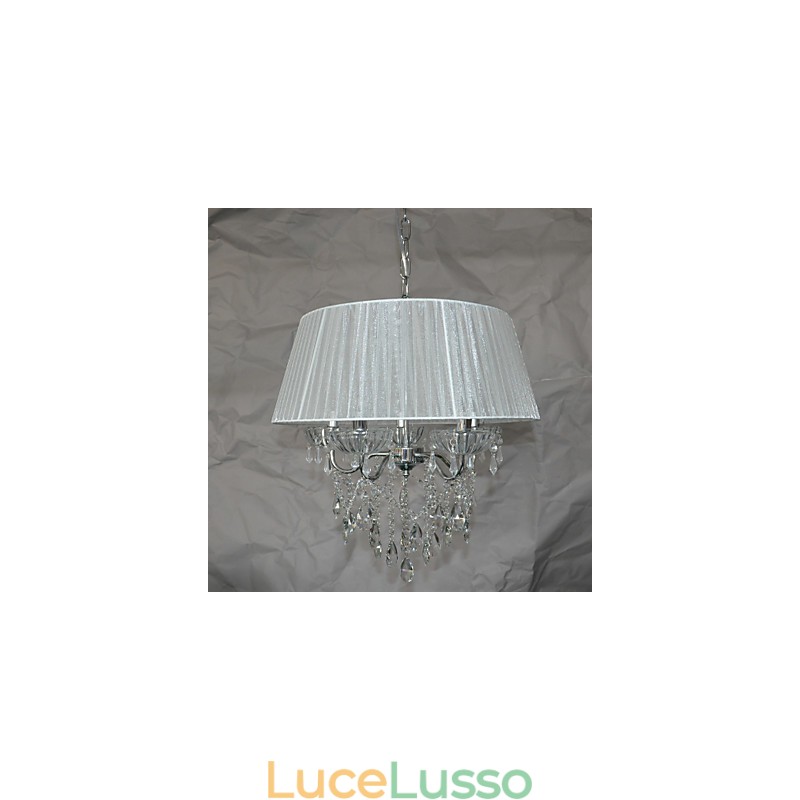 Delicato modello di sospensione chic a 5 luci con fiori