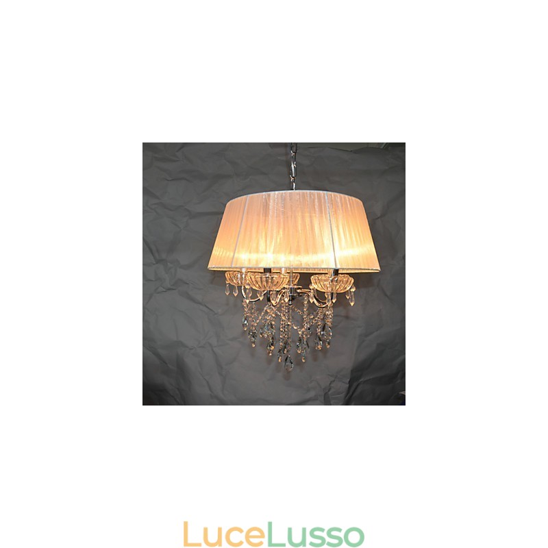 Delicato modello di sospensione chic a 5 luci con fiori