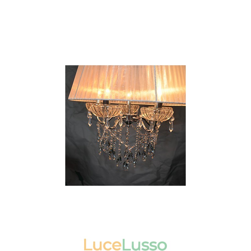 Delicato modello di sospensione chic a 5 luci con fiori