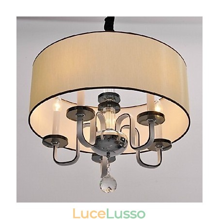Lampada a sospensione moderna in metallo cromato e cristallo contemporaneo Lampada a sospensione moderna in metallo cromato e cristallo contemporaneo