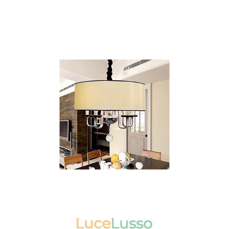 Lampada a sospensione moderna in metallo cromato e cristallo contemporaneo