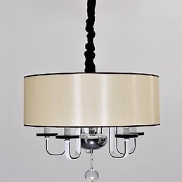 Lampada a sospensione moderna in metallo cromato e cristallo contemporaneo