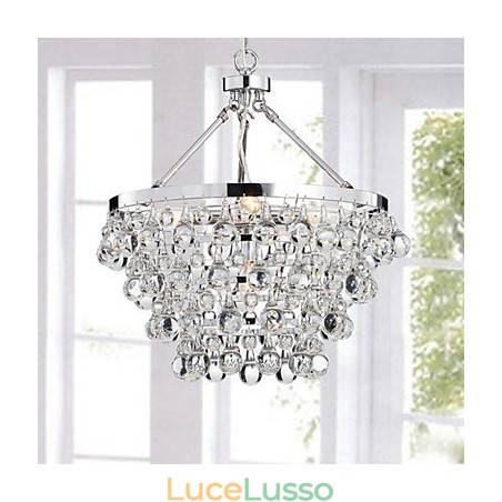 Lampadario tradizionale classico in metallo cromato di cristallo Lampadario tradizionale classico in metallo cromato di cristallo