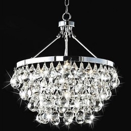 Lampadario tradizionale classico in metallo cromato di cristallo