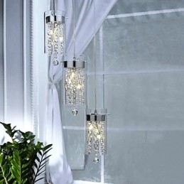 Lampada a sospensione in cristallo artistico con paralumi in vetro