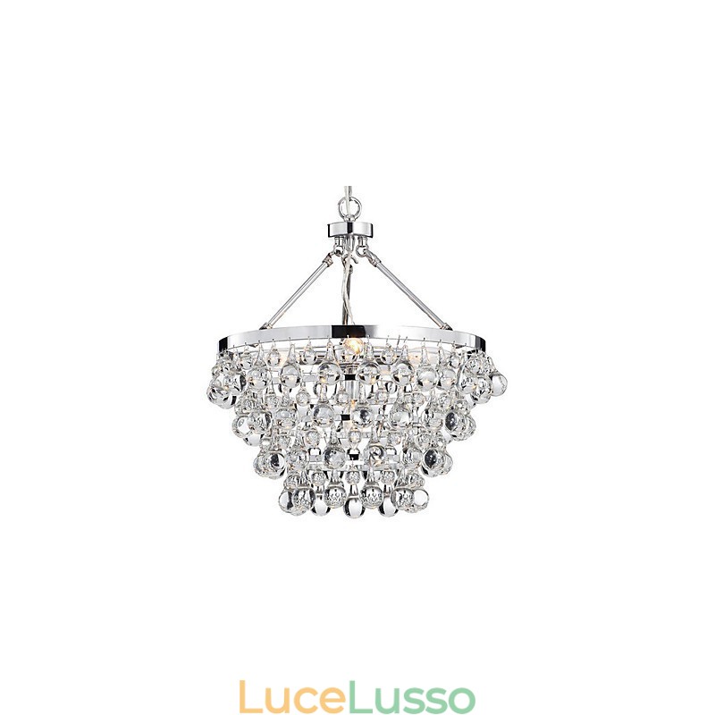 Lampadario tradizionale classico in metallo cromato di cristallo