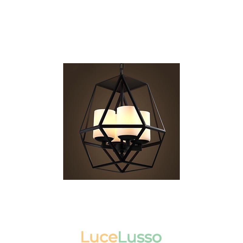 Lampadario moderno in ferro nero vintage Americange di livello superiore Lampadario 4 luci