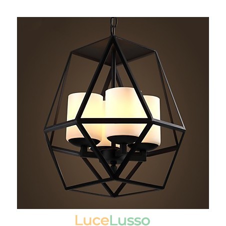 Lampadario moderno in ferro nero vintage Americange di livello superiore Lampadario 4 luci Lampadario moderno in ferro nero vintage Americange di livello superiore Lampadario 4 luci